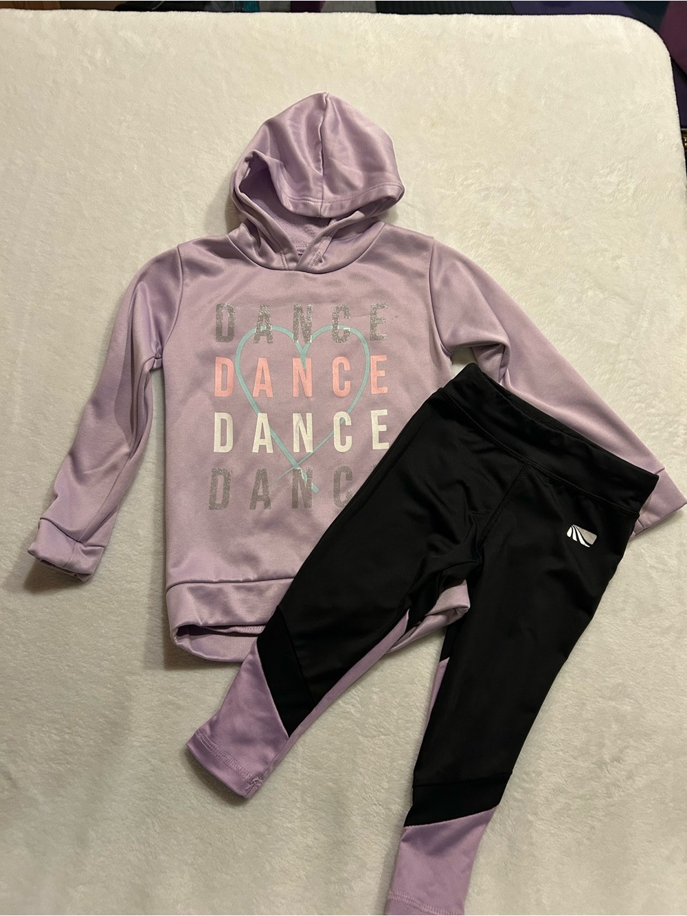 Marika Girls 3T 2-Piece Dance Hooded Hoodie & Leggings Set Purple/Black